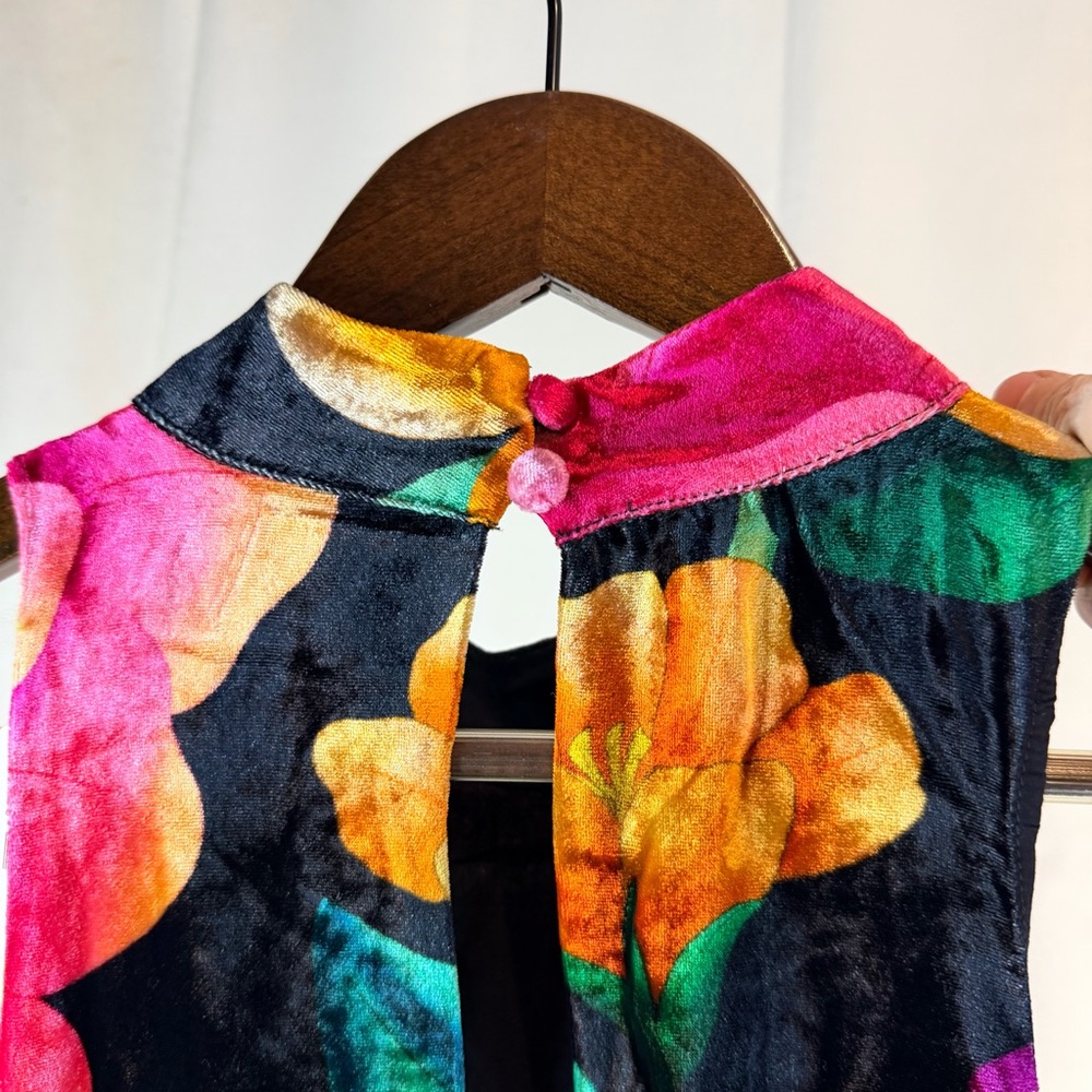 FARM RIO ANTHROPOLOGIE Women’s Size L Dress Maxi Velvet Velour Floral NWT - Picture 11 of 16